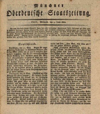 Münchner oberdeutsche Staatszeitung (Süddeutsche Presse) Mittwoch 3. Juni 1801