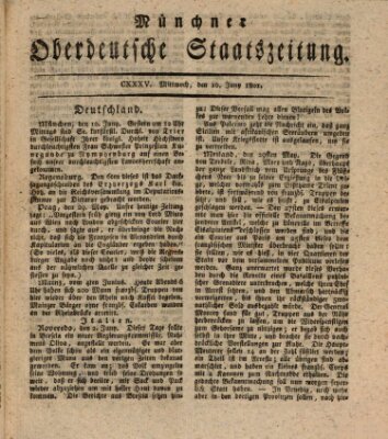 Münchner oberdeutsche Staatszeitung (Süddeutsche Presse) Mittwoch 10. Juni 1801