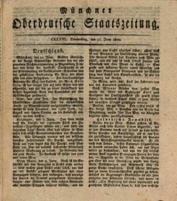 Münchner oberdeutsche Staatszeitung (Süddeutsche Presse) Donnerstag 11. Juni 1801