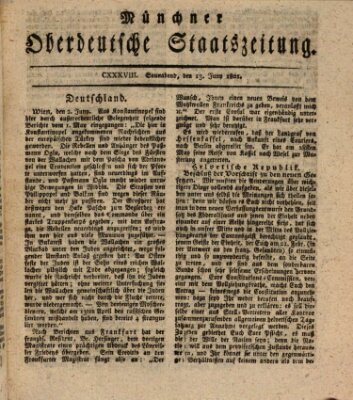 Münchner oberdeutsche Staatszeitung (Süddeutsche Presse) Samstag 13. Juni 1801