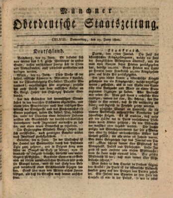 Münchner oberdeutsche Staatszeitung (Süddeutsche Presse) Donnerstag 25. Juni 1801