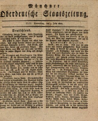 Münchner oberdeutsche Staatszeitung (Süddeutsche Presse) Donnerstag 2. Juli 1801