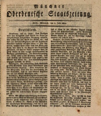 Münchner oberdeutsche Staatszeitung (Süddeutsche Presse) Mittwoch 8. Juli 1801