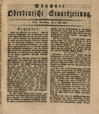 Münchner oberdeutsche Staatszeitung (Süddeutsche Presse) Donnerstag 9. Juli 1801