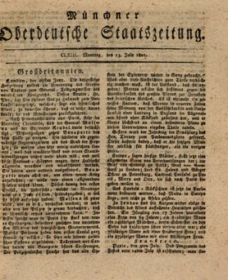 Münchner oberdeutsche Staatszeitung (Süddeutsche Presse) Montag 13. Juli 1801