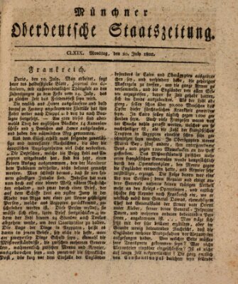 Münchner oberdeutsche Staatszeitung (Süddeutsche Presse) Montag 20. Juli 1801