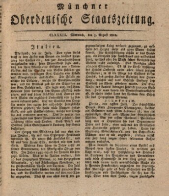 Münchner oberdeutsche Staatszeitung (Süddeutsche Presse) Mittwoch 5. August 1801