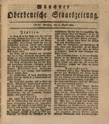 Münchner oberdeutsche Staatszeitung (Süddeutsche Presse) Montag 24. August 1801