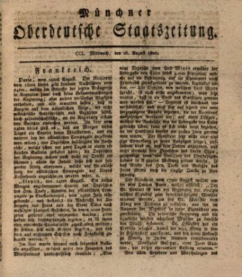 Münchner oberdeutsche Staatszeitung (Süddeutsche Presse) Mittwoch 26. August 1801