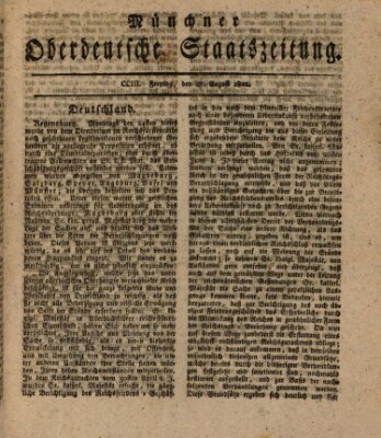 Münchner oberdeutsche Staatszeitung (Süddeutsche Presse) Freitag 28. August 1801