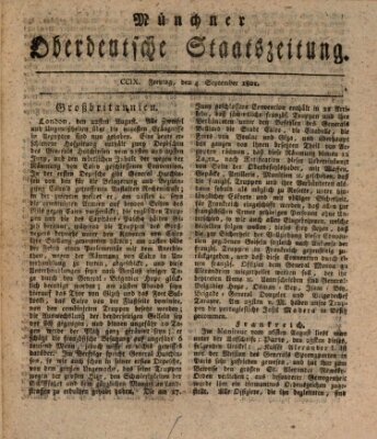 Münchner oberdeutsche Staatszeitung (Süddeutsche Presse) Freitag 4. September 1801