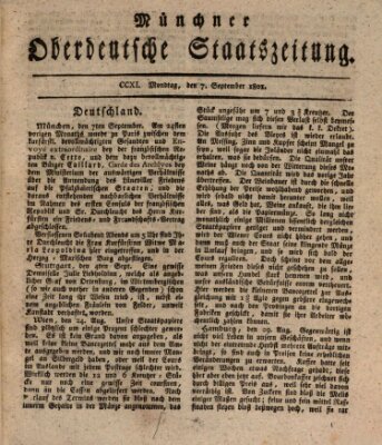 Münchner oberdeutsche Staatszeitung (Süddeutsche Presse) Montag 7. September 1801