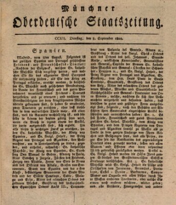 Münchner oberdeutsche Staatszeitung (Süddeutsche Presse) Dienstag 8. September 1801