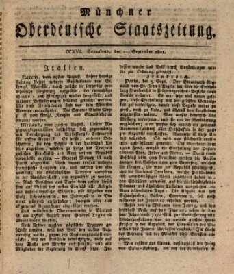 Münchner oberdeutsche Staatszeitung (Süddeutsche Presse) Samstag 12. September 1801