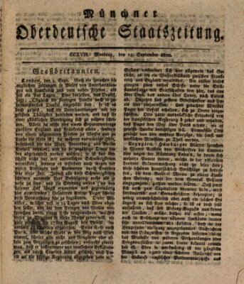 Münchner oberdeutsche Staatszeitung (Süddeutsche Presse) Montag 14. September 1801