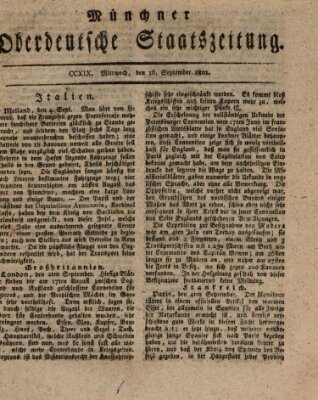 Münchner oberdeutsche Staatszeitung (Süddeutsche Presse) Mittwoch 16. September 1801