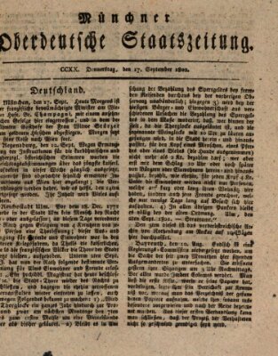 Münchner oberdeutsche Staatszeitung (Süddeutsche Presse) Donnerstag 17. September 1801