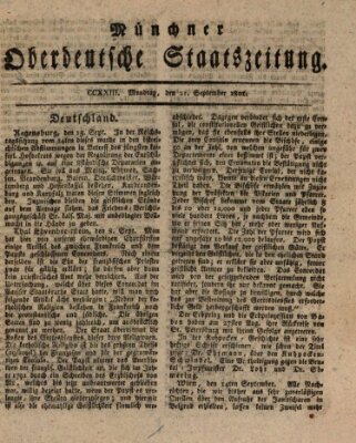 Münchner oberdeutsche Staatszeitung (Süddeutsche Presse) Montag 21. September 1801