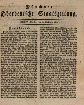 Münchner oberdeutsche Staatszeitung (Süddeutsche Presse) Dienstag 22. September 1801