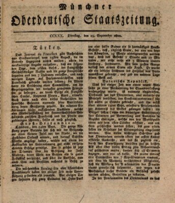 Münchner oberdeutsche Staatszeitung (Süddeutsche Presse) Dienstag 29. September 1801