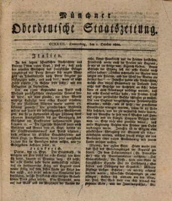 Münchner oberdeutsche Staatszeitung (Süddeutsche Presse) Donnerstag 1. Oktober 1801