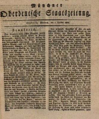 Münchner oberdeutsche Staatszeitung (Süddeutsche Presse) Mittwoch 7. Oktober 1801