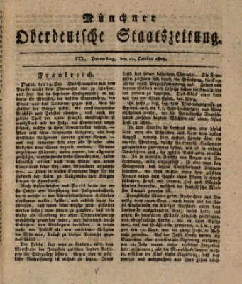 Münchner oberdeutsche Staatszeitung (Süddeutsche Presse) Donnerstag 22. Oktober 1801