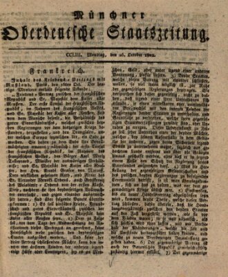 Münchner oberdeutsche Staatszeitung (Süddeutsche Presse) Montag 26. Oktober 1801