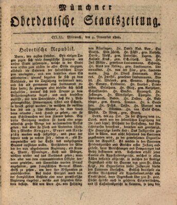 Münchner oberdeutsche Staatszeitung (Süddeutsche Presse) Mittwoch 4. November 1801