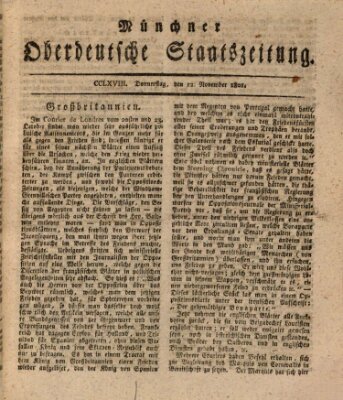 Münchner oberdeutsche Staatszeitung (Süddeutsche Presse) Donnerstag 12. November 1801