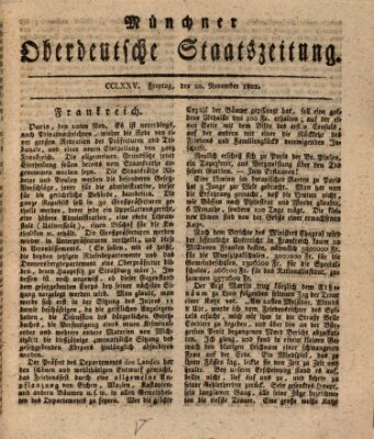 Münchner oberdeutsche Staatszeitung (Süddeutsche Presse) Freitag 20. November 1801