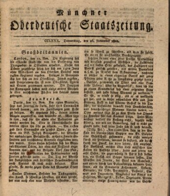 Münchner oberdeutsche Staatszeitung (Süddeutsche Presse) Donnerstag 26. November 1801