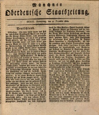 Münchner oberdeutsche Staatszeitung (Süddeutsche Presse) Donnerstag 10. Dezember 1801