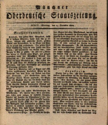 Münchner oberdeutsche Staatszeitung (Süddeutsche Presse) Montag 14. Dezember 1801