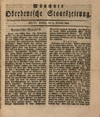 Münchner oberdeutsche Staatszeitung (Süddeutsche Presse) Dienstag 15. Dezember 1801