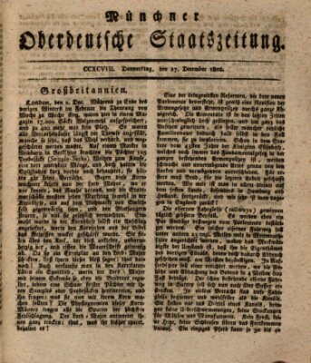 Münchner oberdeutsche Staatszeitung (Süddeutsche Presse) Donnerstag 17. Dezember 1801