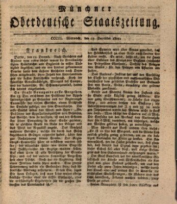 Münchner oberdeutsche Staatszeitung (Süddeutsche Presse) Mittwoch 23. Dezember 1801