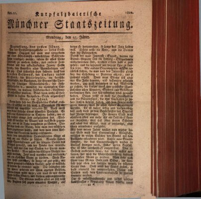 Kurpfalzbaierische Münchner Staats-Zeitung (Süddeutsche Presse) Montag 25. Januar 1802