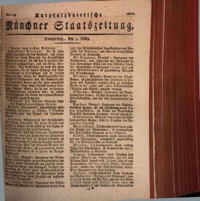 Kurpfalzbaierische Münchner Staats-Zeitung (Süddeutsche Presse) Donnerstag 4. März 1802