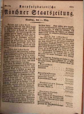 Kurpfalzbaierische Münchner Staats-Zeitung (Süddeutsche Presse) Montag 10. Mai 1802