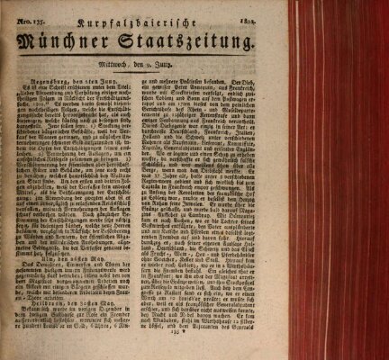 Kurpfalzbaierische Münchner Staats-Zeitung (Süddeutsche Presse) Mittwoch 9. Juni 1802