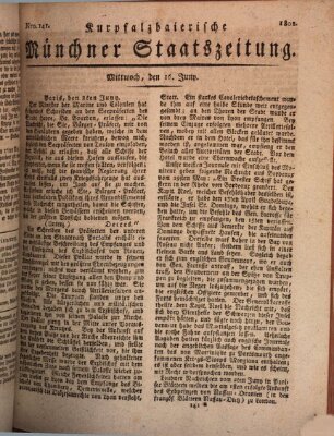 Kurpfalzbaierische Münchner Staats-Zeitung (Süddeutsche Presse) Mittwoch 16. Juni 1802