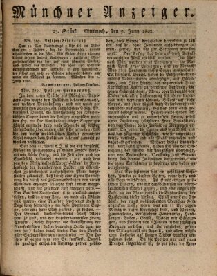 Kurpfalzbaierische Münchner Staats-Zeitung (Süddeutsche Presse) Mittwoch 9. Juni 1802