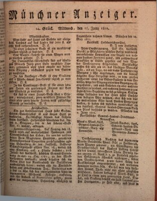 Kurpfalzbaierische Münchner Staats-Zeitung (Süddeutsche Presse) Mittwoch 16. Juni 1802