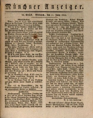 Kurpfalzbaierische Münchner Staats-Zeitung (Süddeutsche Presse) Mittwoch 30. Juni 1802