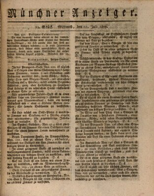 Kurpfalzbaierische Münchner Staats-Zeitung (Süddeutsche Presse) Mittwoch 21. Juli 1802