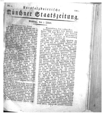 Kurpfalzbaierische Münchner Staats-Zeitung (Süddeutsche Presse) Montag 3. Januar 1803