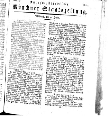 Kurpfalzbaierische Münchner Staats-Zeitung (Süddeutsche Presse) Mittwoch 12. Januar 1803