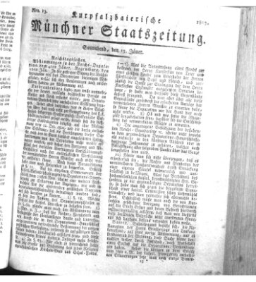 Kurpfalzbaierische Münchner Staats-Zeitung (Süddeutsche Presse) Samstag 15. Januar 1803