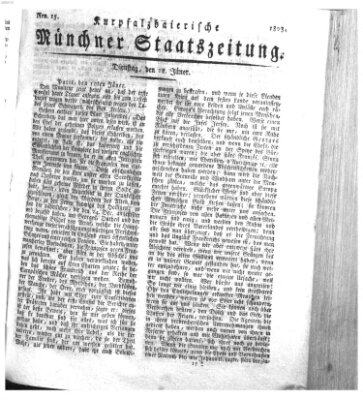 Kurpfalzbaierische Münchner Staats-Zeitung (Süddeutsche Presse) Dienstag 18. Januar 1803